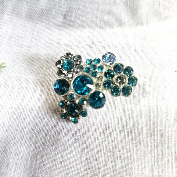 Pilgrim Blue Floral Crystal Brooch - Picture 2 of 6